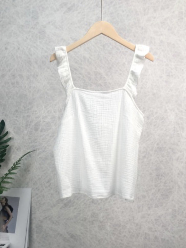 Top aus Musselinstoff mit Volantträgern in vers. Farben - Gluecksboutique®