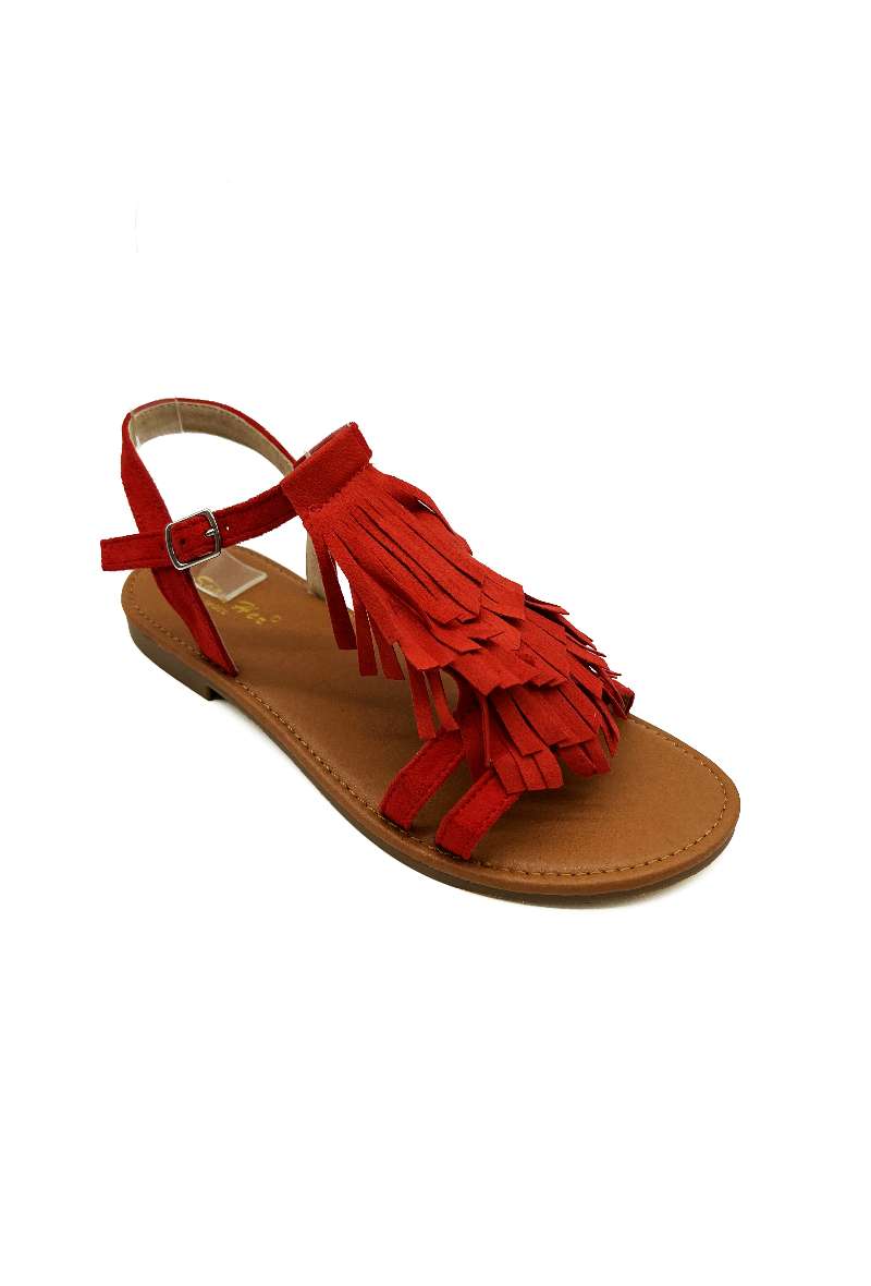 Sandalen mit Fransen, rot - Gluecksboutique®