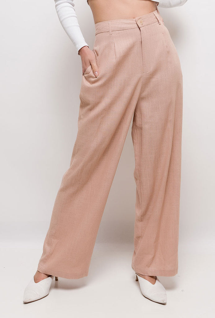 Hose aus Leinenmischung in vers. Farben - Gluecksboutique®