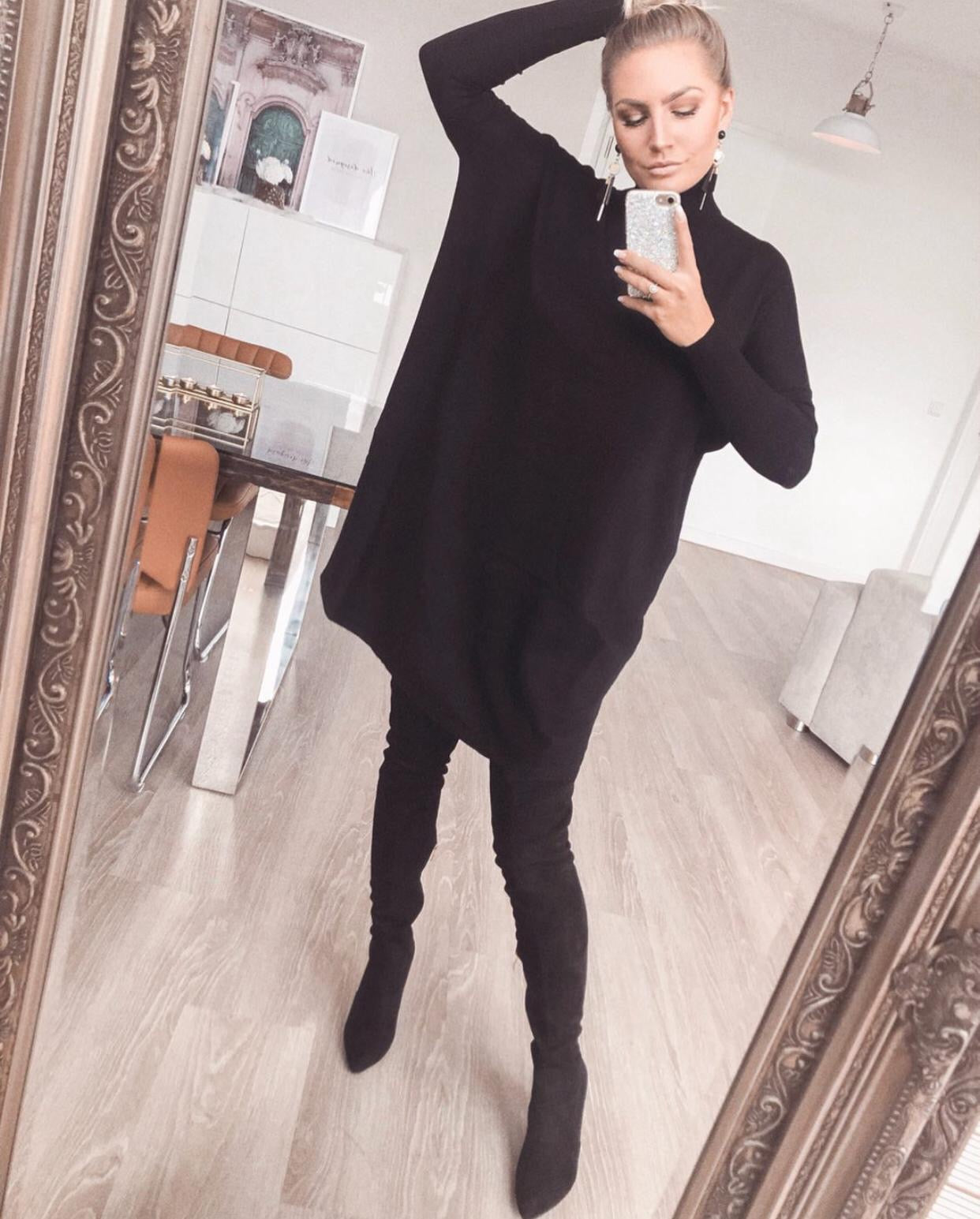 Long-Pullover mit Rollkragen - Gluecksboutique®