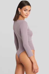 NA-KD Body Deep Round Neck Ribbed Body Purple - Gluecksboutique®