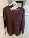 V Neck Knit Aubergine - Gluecksboutique®