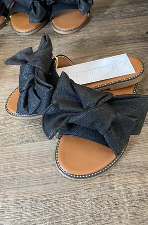 Sandalen mit Schleife schwarz - Gluecksboutique®