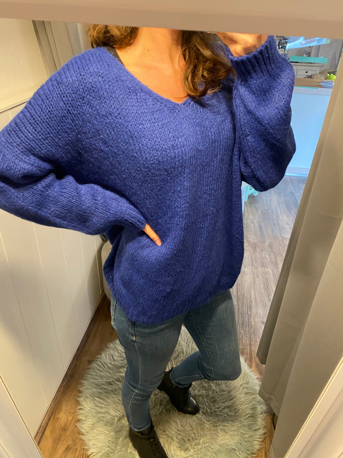 V neck Oversize Pullover, vers. Farben - Gluecksboutique®