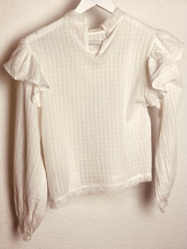 Weiße Volant Baumwolle Bluse - Gluecksboutique®