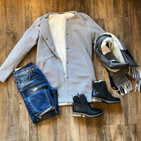 Mantel Sidney Link Light Grey Melange - Gluecksboutique®