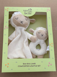 Kuschelset 2tlg mit Schmusetuch und Rassel Lamm creme beige - Gluecksboutique®