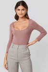 NA-KD Body Deep Round Neck Ribbed Body - Gluecksboutique®