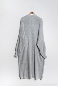 Maxi Cardigan mit Taschen, hellgrau - Gluecksboutique®