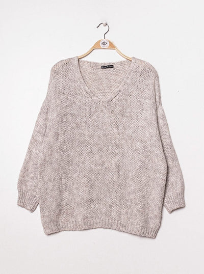 V neck Oversize Pullover, vers. Farben - Gluecksboutique®
