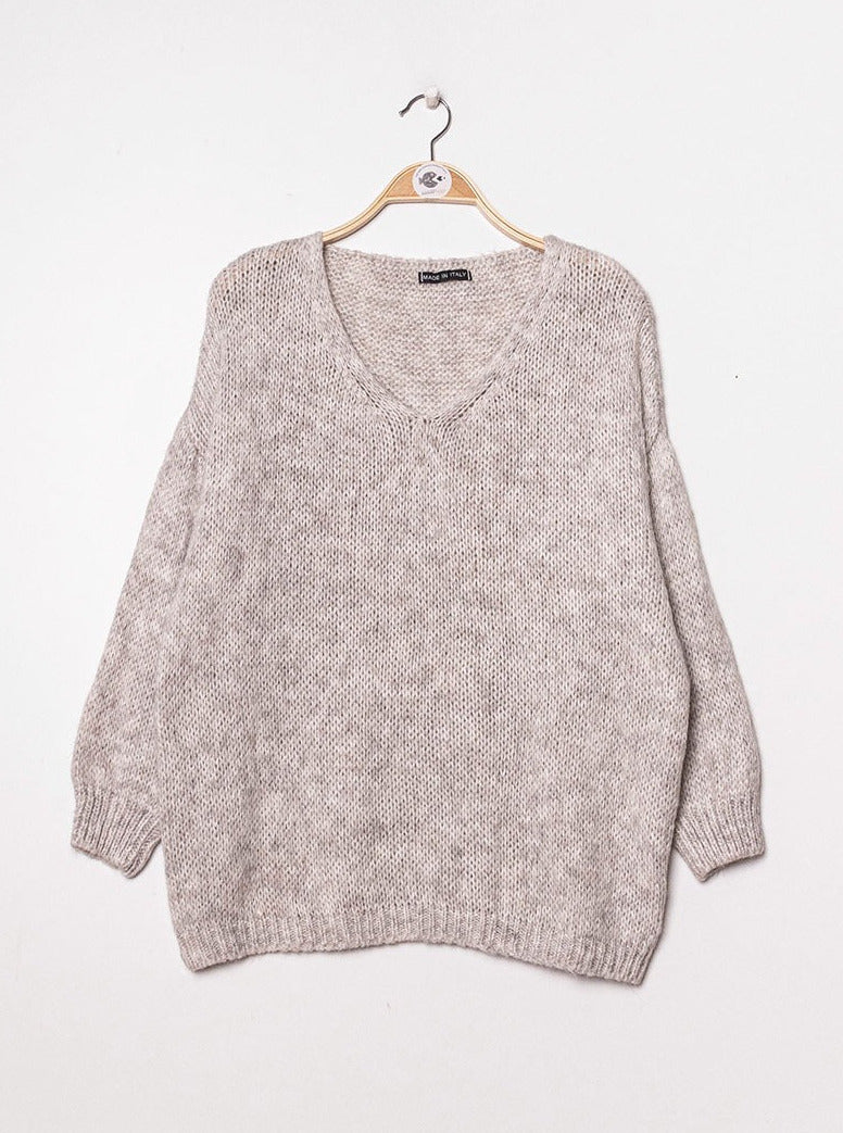 V neck Oversize Pullover, vers. Farben - Gluecksboutique®