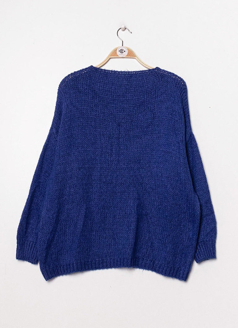 V neck Oversize Pullover, vers. Farben - Gluecksboutique®