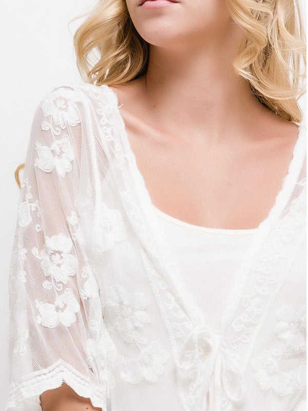 Kimono bestickt transparent Maxi - Gluecksboutique®