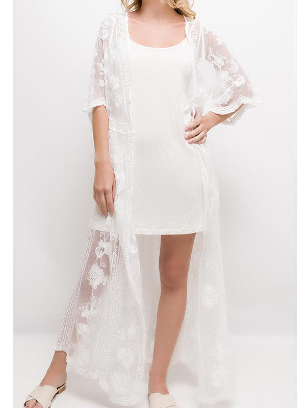 Kimono bestickt transparent Maxi - Gluecksboutique®