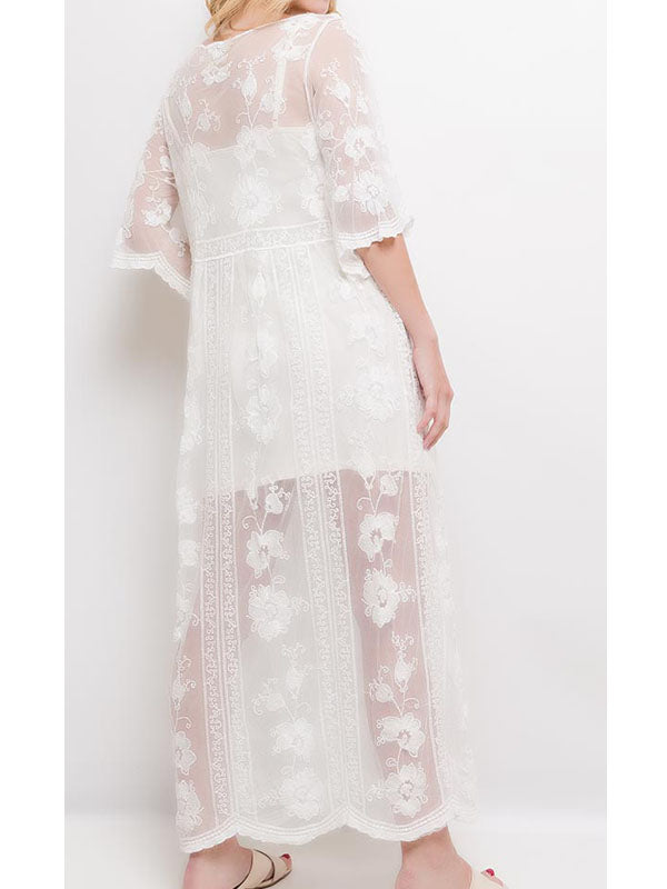 Kimono bestickt transparent Maxi - Gluecksboutique®