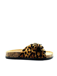 Pantolette mit Schleife im Leomuster - Gluecksboutique®
