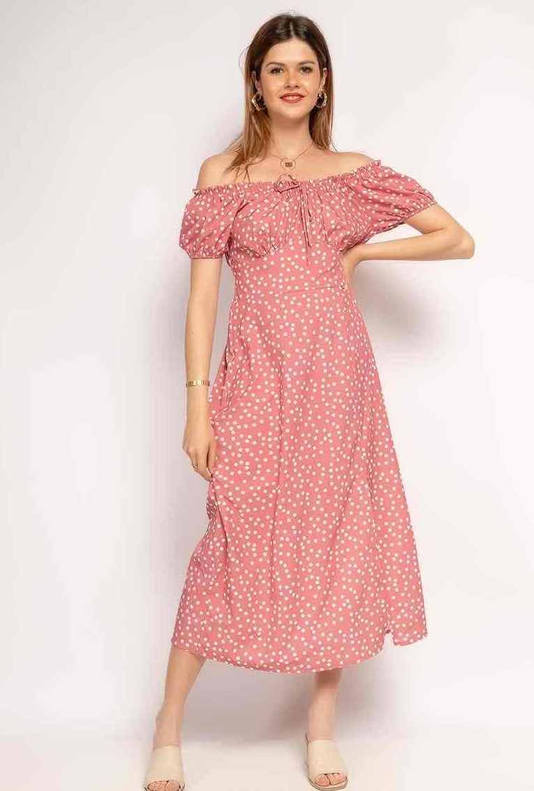 gepunktetes offshoulder Kleid - Gluecksboutique®