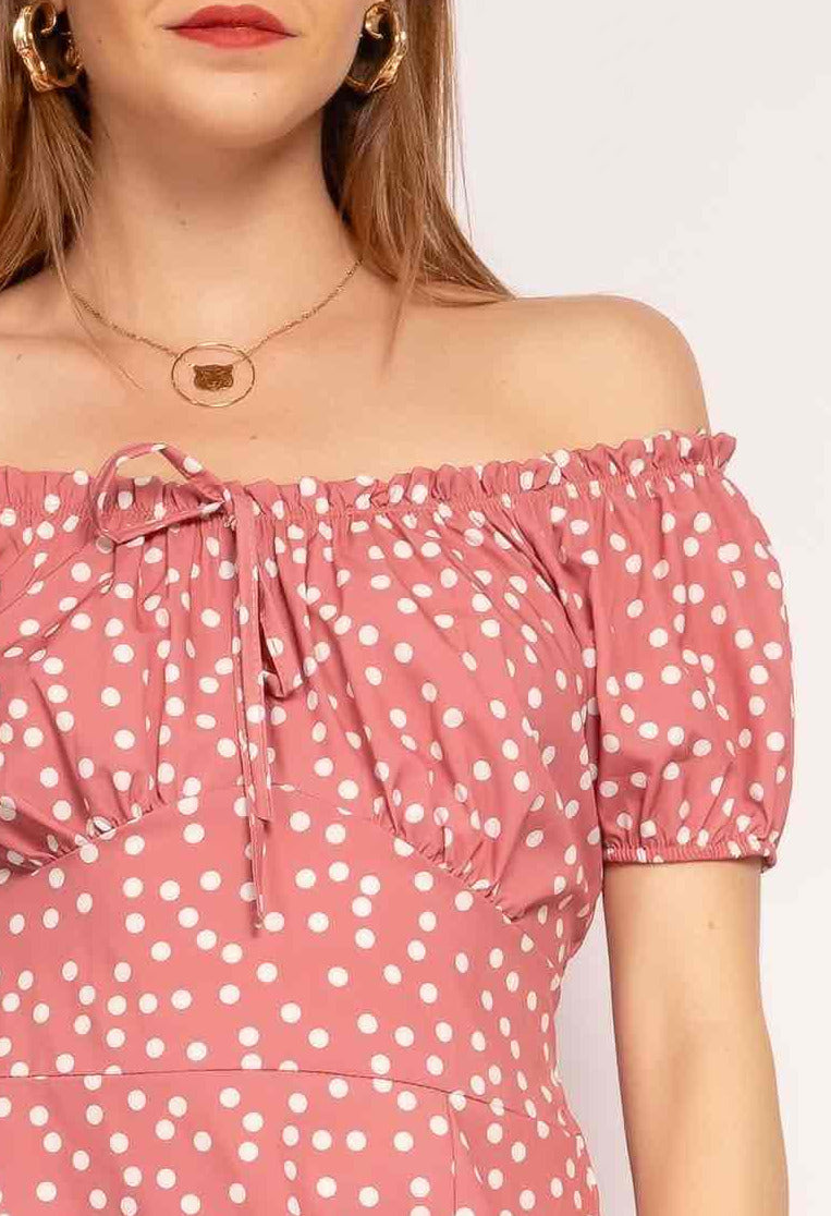 gepunktetes offshoulder Kleid - Gluecksboutique®