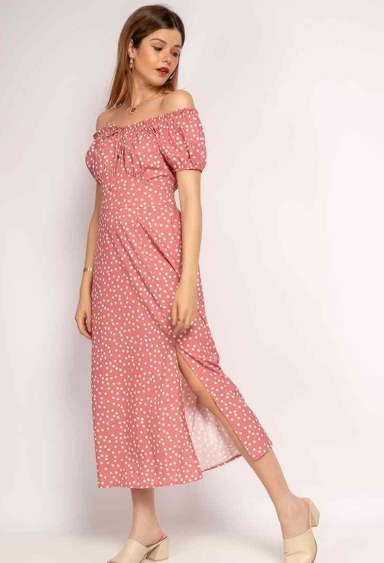 gepunktetes offshoulder Kleid - Gluecksboutique®