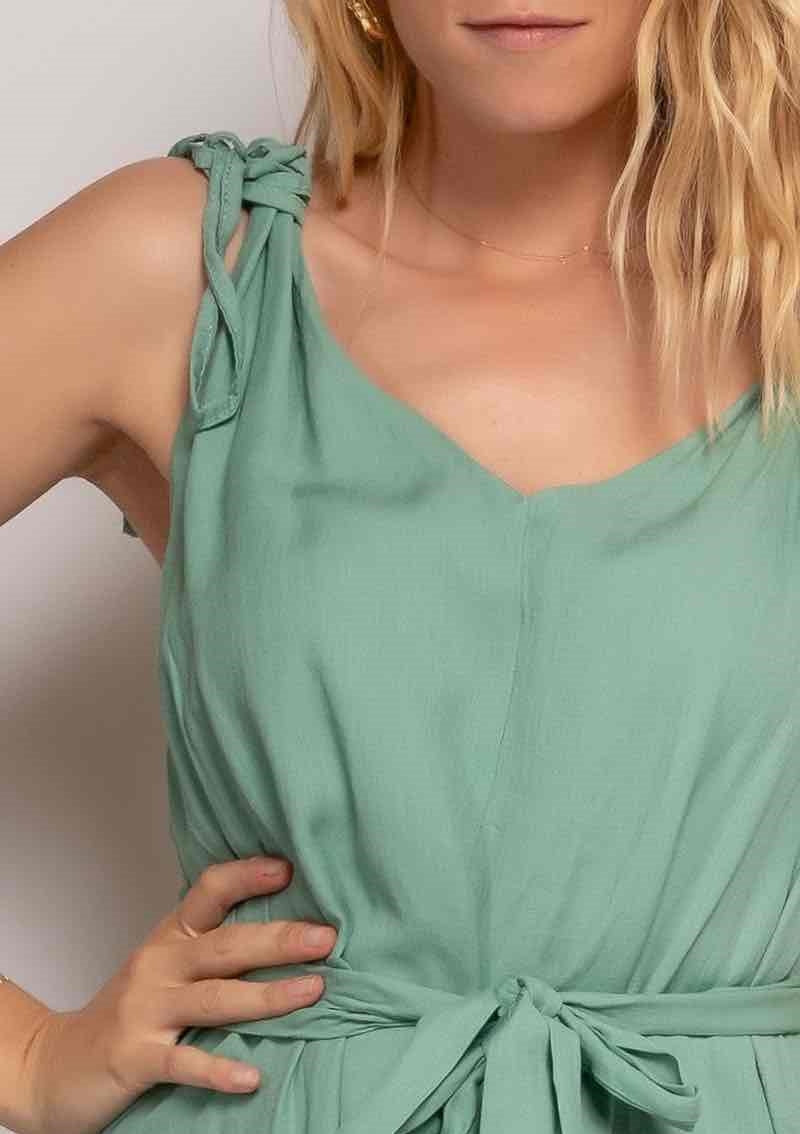 Midikleid mit Stoffguertel wasabi - Gluecksboutique®