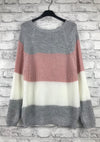 Rundhalspullover mit Streifen, vers. Farben - Gluecksboutique®