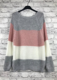 Rundhalspullover mit Streifen, vers. Farben - Gluecksboutique®