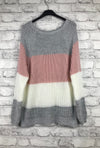Rundhalspullover mit Streifen, vers. Farben - Gluecksboutique®