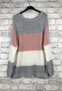 Rundhalspullover mit Streifen, vers. Farben - Gluecksboutique®