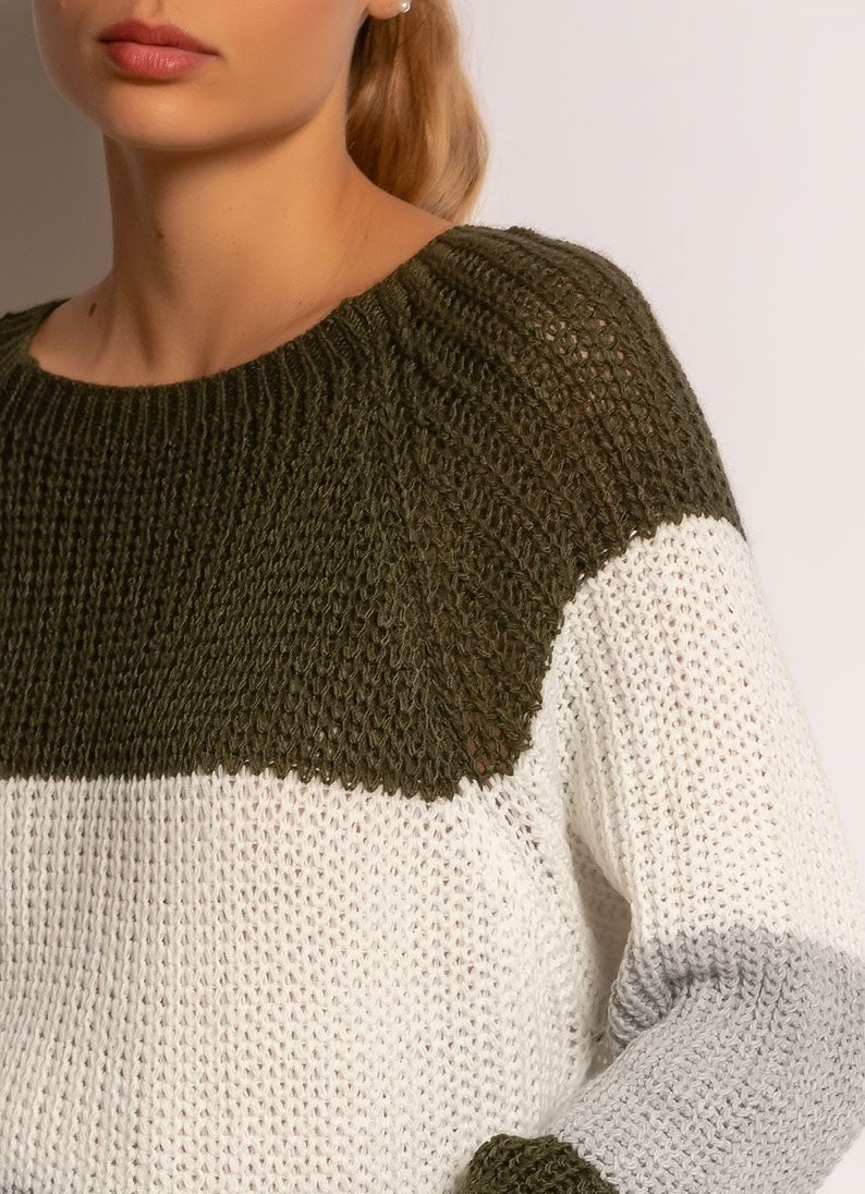 Rundhalspullover mit Streifen, vers. Farben - Gluecksboutique®