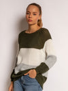 Rundhalspullover mit Streifen, vers. Farben - Gluecksboutique®