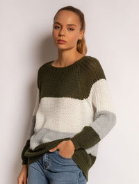 Rundhalspullover mit Streifen, vers. Farben - Gluecksboutique®