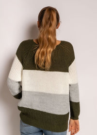 Rundhalspullover mit Streifen, vers. Farben - Gluecksboutique®
