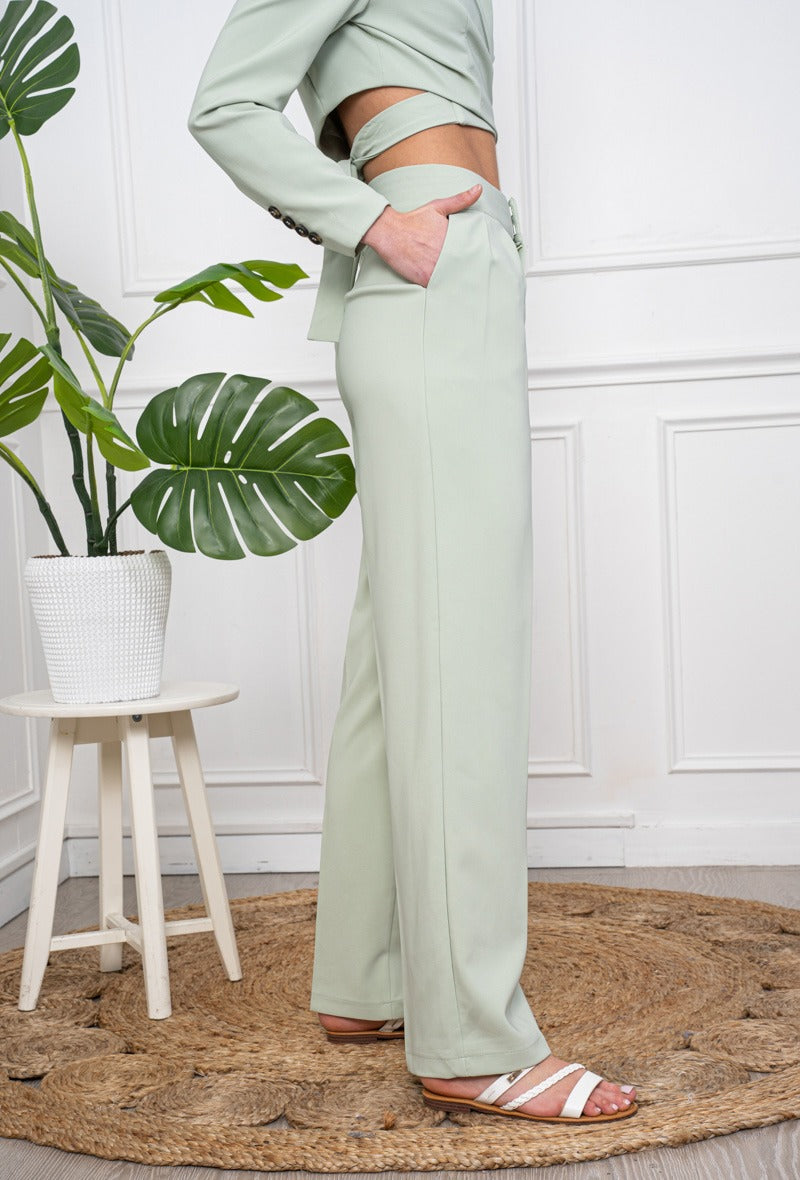 Weite Bundfaltenhose mint - Gluecksboutique®