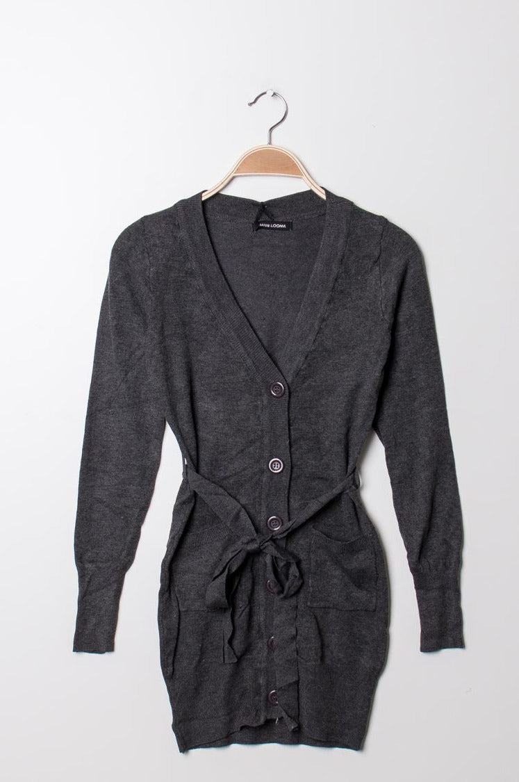 dunkelgrau Feinstrickjacke Gluecksboutique