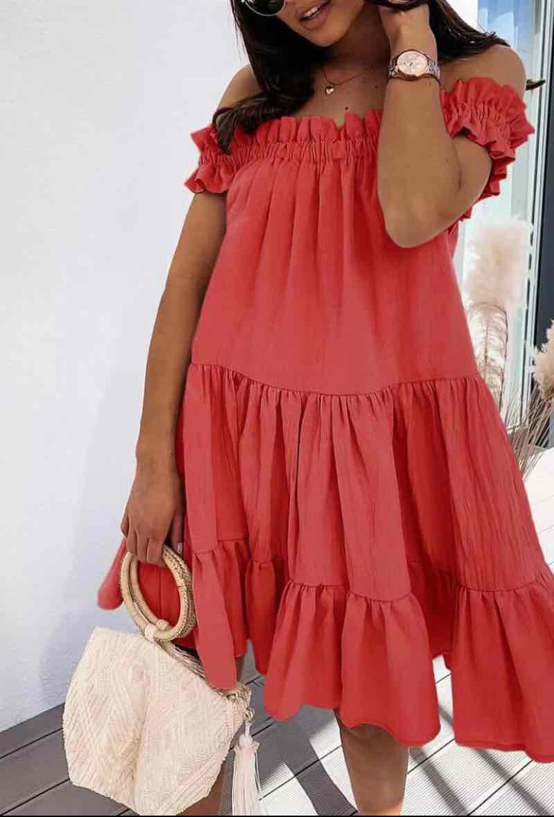 Offshoulder Kleid in vers. Farben - Gluecksboutique®