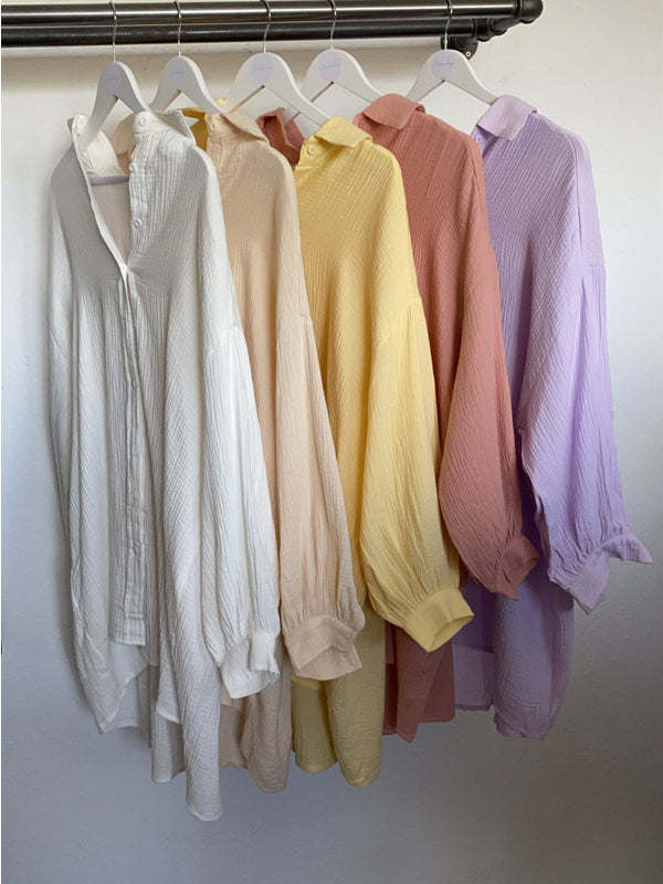 Oversize Longbluse in vers. Farben - Gluecksboutique®