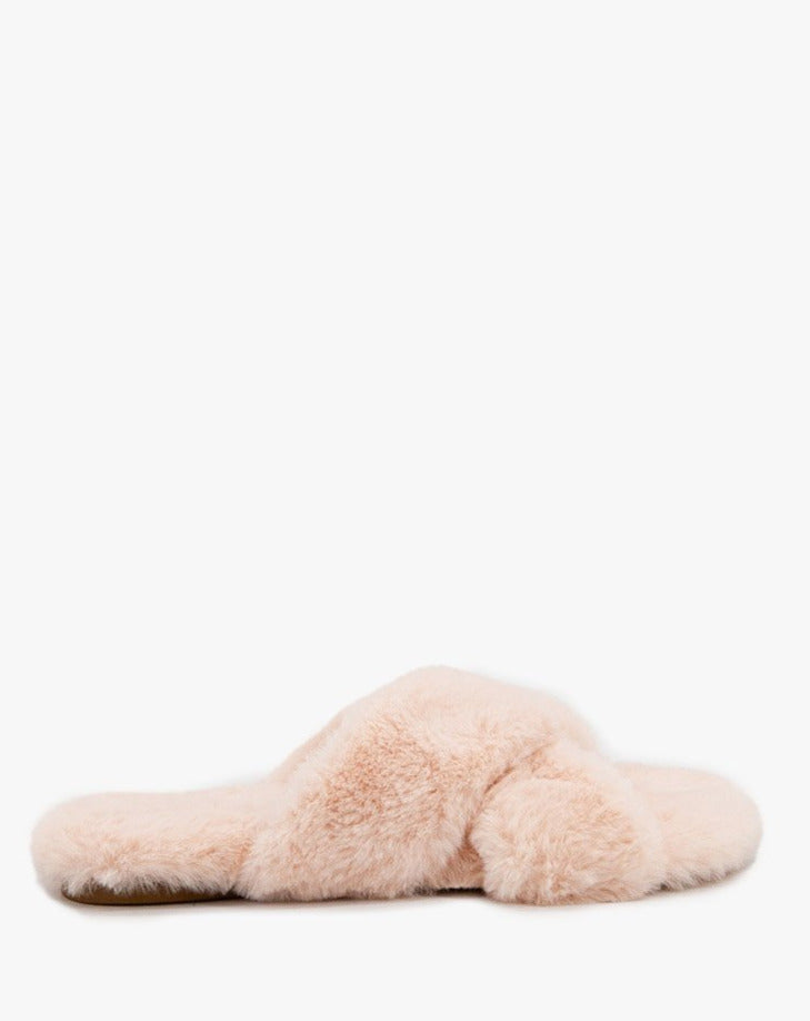 Cozy Fake Fur Hausschuhe Beige - Gluecksboutique®