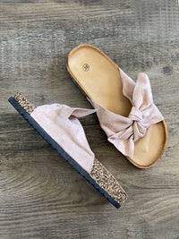 Pantolette Slipper mit Schleife in rose - Gluecksboutique®