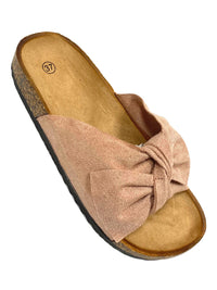Pantolette Slider mit Schleife in rose - Gluecksboutique®