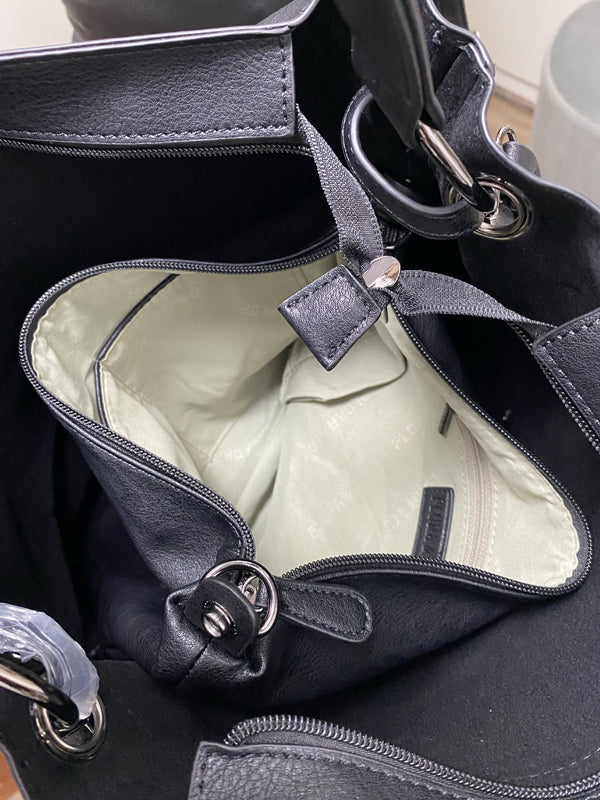 Princely London Tasche Shopper Schwarz Innen Rot Shopper