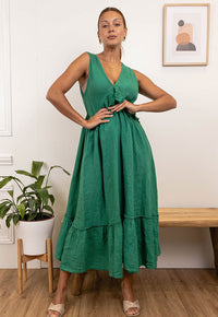 ärmelloses Leinenkleid, in vers. Farben - Gluecksboutique®