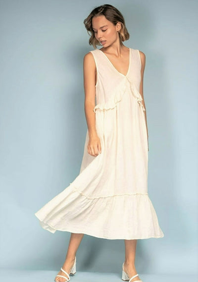 ärmelloses Leinenkleid, in vers. Farben - Gluecksboutique®