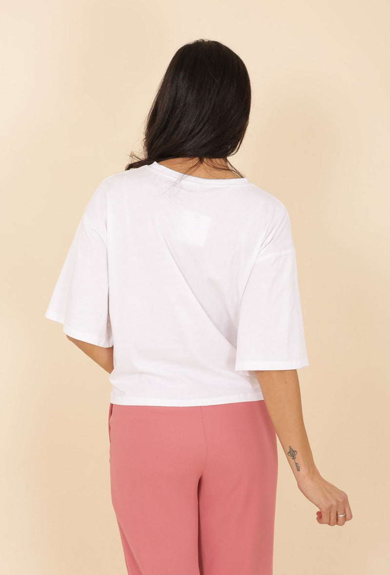 kurzes Basic Shirt mit längeren Ärmeln - Gluecksboutique®