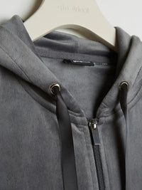 Cecilia Velour Hoodie Dark Grey - Gluecksboutique®