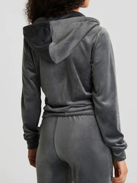 Cecilia Velour Hoodie Dark Grey - Gluecksboutique®