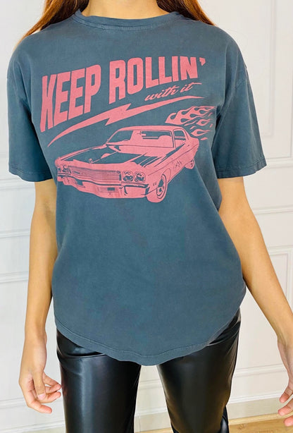 Keep Rollin Vintage Shirt dunkelgrau - Gluecksboutique®